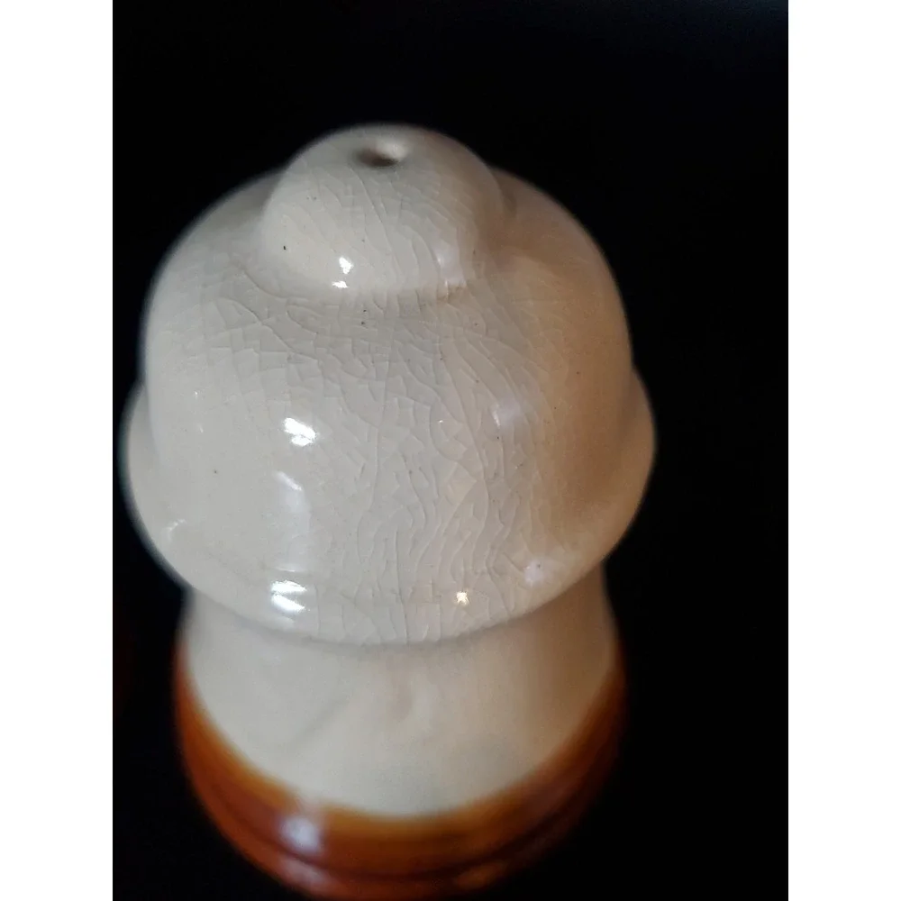 Vintage Brown And Off-white‎ Crockery Salt And Pepper Shaker Floral Farmhouse